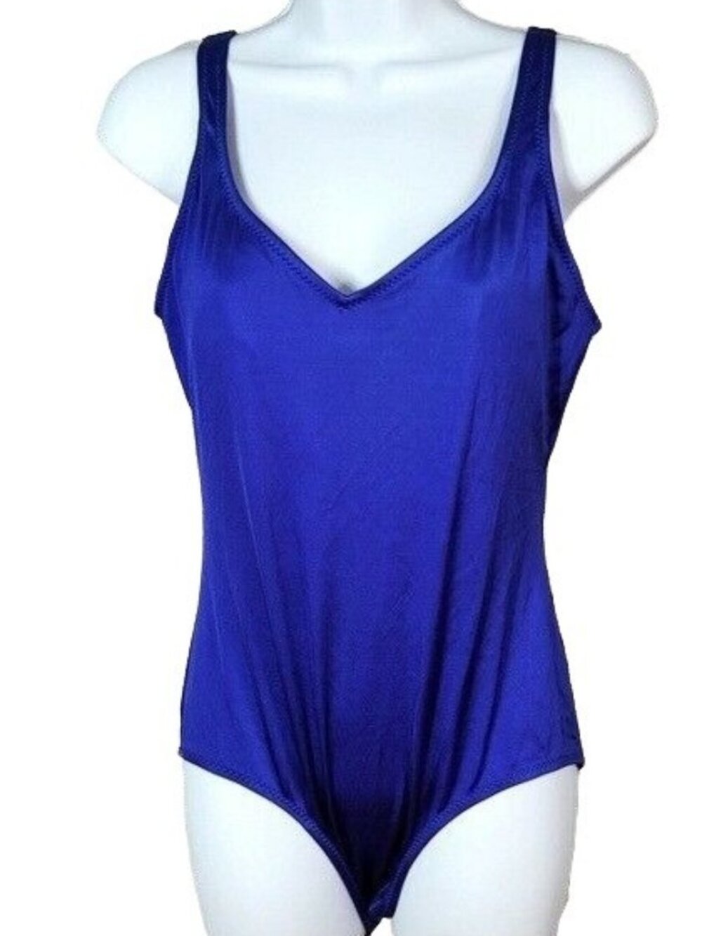 DeWeese California Tank One Piece Swimsuit Blue Size 14 Lined Cup No Wire VTG
